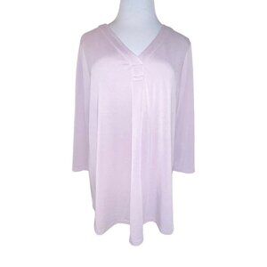 Adrianna Papell Womens Long Sleeve Knit V Neck Tunic Top Purple‎ Size Large
